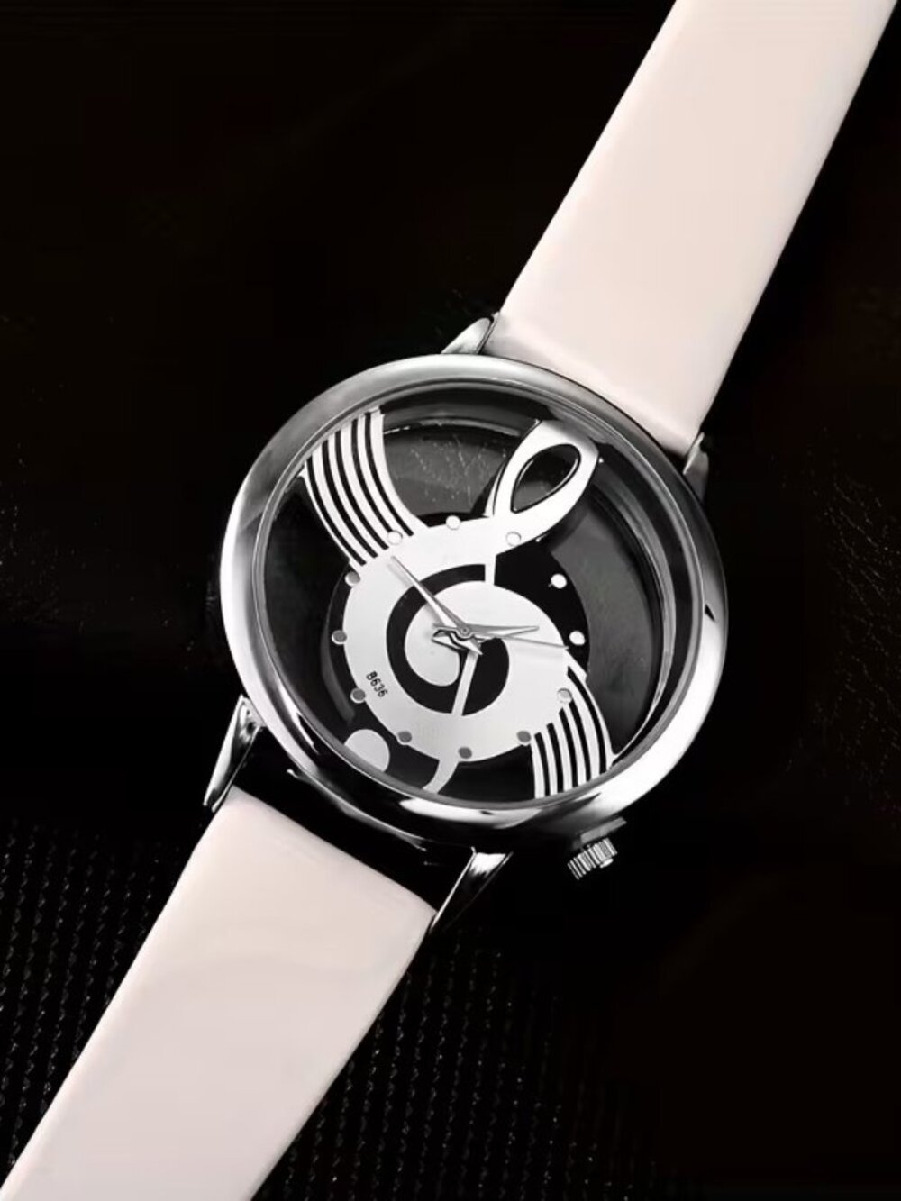 Music Note White Watch Treble Clef Dial Quartz Wristwatch Fashion Gift Unisex